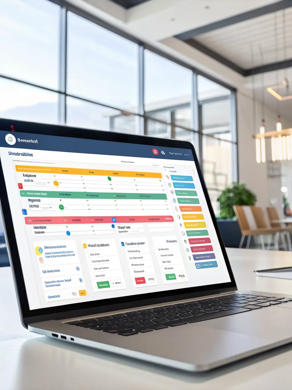 A visually appealing image showcasing the user interface of Uptech Solutions' project management tool, highlighting features like task assignment, progress tracking, and team collaboration tools.